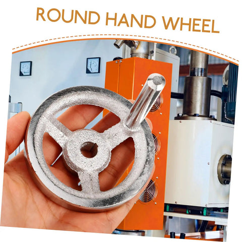 Hand holding a Crank Handle Handwheel for Lathe Carbon Steel Revolving Knob Edge Design for Milling Machines in workshop.