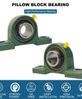 Two Pack Mounted Pillow Block Bearing 1 Inch Bore With Solid Cast Iron Base Self Alignment Includes Screws And Nuts Heavy Duty Industrial Grade Steel Bearings For Long Lasting Machinery shown at a slight angle