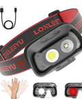 Rechargeable LED Headlamp With Motion Sensor, 5 Modes, Hands Free Headlight For Camping Hiking Fishing And Cycling, Waterproof
