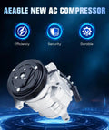 Rock Solid AC Compressor With Clutch For Peak Cooling Performance Heavy Duty Replacement, side view with pulley and black finish.