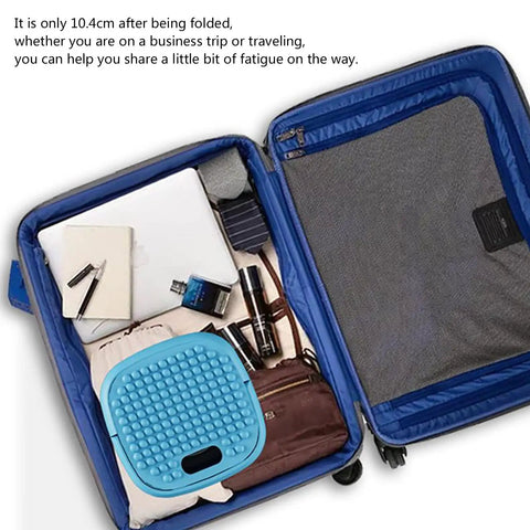 Compact Portable Mini Washing Machine Foldable Washer With Spin Dryer Bucket packed in a suitcase, ideal for travel use.