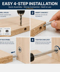 4-step guide for installing 10 Pcs 35mm Cam Bolts for Furniture Assembly and Repair M6 Cam Connector Bolts for Cabinet and Drawer