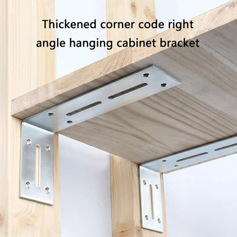 Heavy Duty Right Angle Shelf Bracket Set Thickened Steel Corner Braces for Floating Shelves installed on wooden support
