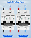 Heavy Duty 100 Amp Dc Circuit Breaker 1000 Volt Ip65 Waterproof Rock Solid Overcurrent Protection Switch Mcb showing applicable voltage types.