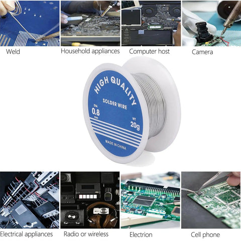 63/37 Tin Rosin Core Solder Wire 0.8mm Diameter, 20g Pack With Flux for electronics soldering and PCB repair