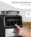 Programmable touchscreen on Grind And Brew 10-Cup Coffee Maker With Built-In Burr Grinder, showcasing one-touch LED settings.