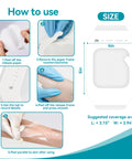 How to use Transparent Film Dressing 50 Pack No Hassle Waterproof Clear Bandages 4 By 5 Inches shown in step-by-step guide