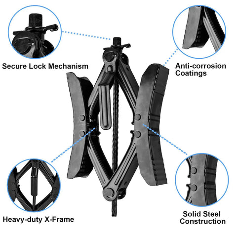 X Shaped Heavy Duty Wheel Stabilizer For Travel Trailers Campers And RVs Adjustable 3.5 To 12 Inch with secure lock and steel frame