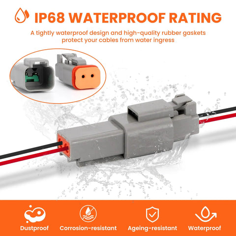 Deutsch 2 Pin Connector Kit Waterproof IP67 18 AWG Automotive Wire Connectors Set for Car Truck Boat