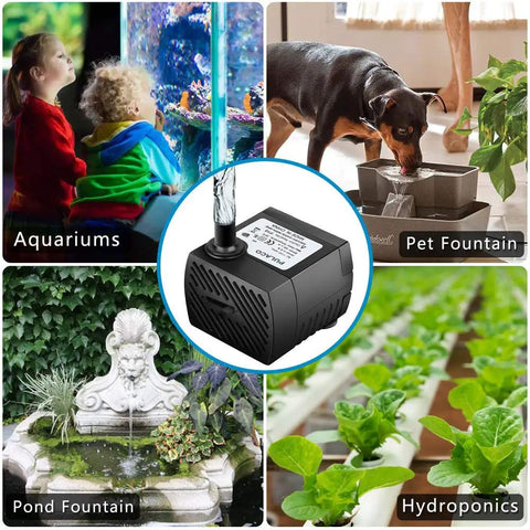 2 Pack Tiny But Mighty Submersible Water Pump 95 GPH 5W for aquariums, pet fountains, pond fountains, and hydroponics use
