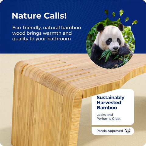 Close-up of Oslo Folding Bamboo Toilet Stool 7 Inch Height with sustainably harvested bamboo, eco-friendly design.