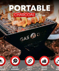 15 Inch Portable Charcoal Grill Foldable Bbq for Camping Backyard Bonfires and Patio Heavy Duty Fire Pit Gear for Outdoor Cooking