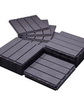 Durable No Fuss Easy Snap Interlocking Deck Tiles 27 Pack Outdoor Flooring 12x12 Weatherproof Patio Tiles for Balcony Garden Poolside Pathway Slip Resistant Brownish Grey, stacked view.