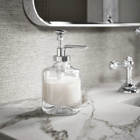 Artifacts Soap Dispenser Assembly In Polished Chrome For A Dope Bathroom Upgrade Premium Metal And Glass Build That Resists Tarnish