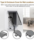 One Gang Vertical Recessed Outdoor Electrical Outlet Box Replacement Cover Featuring Clear Weatherproof Lens, installed with a clear shield.