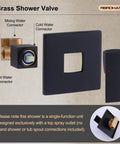 Matte Black Shower Faucet Set With Rain Shower Head And Handle, Wall Mounted Shower Trim Kit With Solid Brass Rough-In Valve