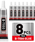 Clear Precision Glue For Nails, Rhinestones, Jewelry, DIY Crafts, 8 Pack 15ml With Quick Drying Formula shown in 8 tubes