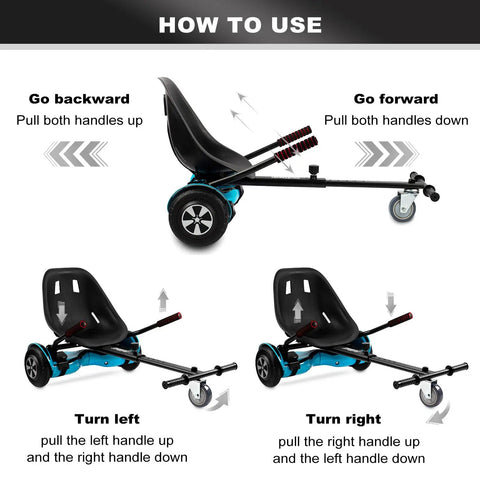 Hoverboard Seat Attachment For Kids And Grownups, Go Kart Attachment For Self Balancing Scooters, Adjustable Frame Turns Any Ride Into A Fun Go Kart, Black