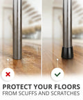 Heavy Duty Rubber Chair Leg Caps Total Game Changer For Hardwood Floors Keep Your Space Looking Crisp Anti Scratch Furniture Foot Covers thick black rubber leg cap on chair leg.