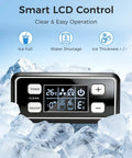 Smart LCD control panel of Straight Fire Commercial Ice Maker Cranks Out 100 Pounds Daily With 33 Pounds Storage Drops Crystal Clear Cubes.