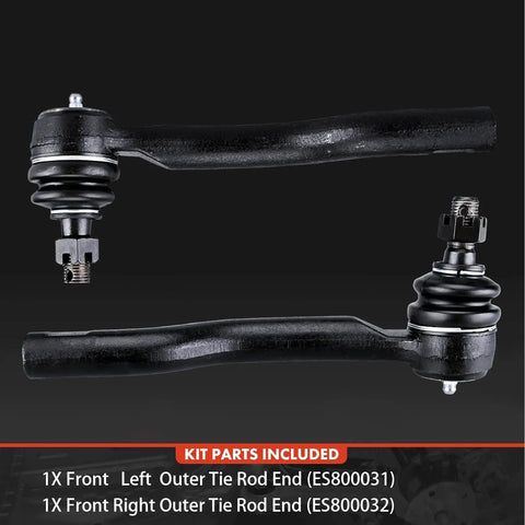 Front Outer Tie Rod End Kit 2 Pack For Infiniti QX56 QX80 Armada Titan Pathfinder 2004 2024 Replacement Steering End ES800031 ES800032 Durable Easy Install Fits With Smooth Steering And Quick Alignment, black metal pair