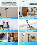 Overhead Desk Mount For Cameras And Webcams With Flexible Boom Arm And 360 Degree Ball Head One Quarter Inch Mount Display