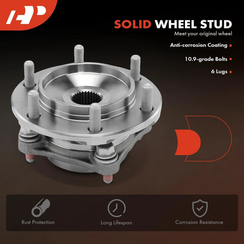 Beefy Front Wheel Bearing Hub Assembly For Toyota Tacoma 2005 2021 4Runner 2003 2021 FJ Cruiser 2007 2014 GX460 2010 2021 GX470 2003 2009 6 Lug 4WD Heavy Duty Replacement For Rugged Off Road Use