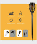 Outdoor Solar Flickering Torch Lights 8 Pack Waterproof Patio Tiki Lamps With 12 LED Flame Beams, installation instructions