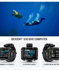 Descent X30 Dive Computer Go-To Rugged Buddy With Surface GPS, Button Controls, 2.4 Inch Color Display, scuba divers underwater