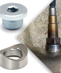 Image showing M18x1.5 Notched Style Weld Bung And Plugs Kit 304 Stainless Steel Bung For Easy Weld Zinc Plated Oxygen Sensor Plugs.