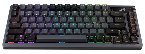 Legit Compact Wireless Mechanical Keyboard For Gaming Featuring Tri Mode Connectivity Hot Swappable Clicky Switches Snappy PBT Keycaps Custom RGB Backlight And Clever Oled Panel For Pc Or Mac Setup, overhead view.