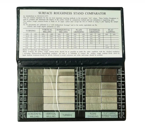 Surface Roughness Stand Comparator Set With 30Pcs Blocks Ra0.05-12.5um For Roughness Tester Gauge Pro Grade Calibration And Visual Comparison For Machining QA, 30-piece block case