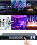 Professional Audio Power Conditioner With Power Sequencer And Voltage Stabilization Ten Dual Access Plugs in rack mount setup.