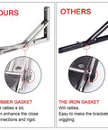 Comparison of Heavy Duty Folding Shelf Brackets Stainless Steel Collapsible Set Supports Up To 330 Lb Per Pair with rubber and iron gaskets.