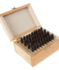 36 Piece Letter And Number Steel Punch Stamp Set With Wood Storage Case For Metal Leather And More, open case view