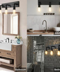 Industrial Farmhouse Vanity Light With Three Lights Water Pipe Wall Sconce in bathroom, kitchen, and bedroom settings