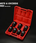 One Half Inch Drive Deep Spindle Axle Nut Impact Socket Set CrMo Six Point For One And Three Eighths To One And Three Quarters Inch Axles in red case