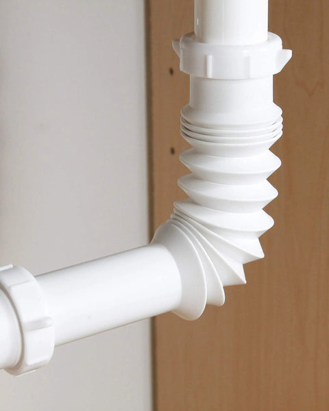 Flex N Fix Bathroom Sink Extension Tube 1-1/4 Inch Inlet And Outlet, 6 To 9 Inch Adjustable Length, Slip Joint Connection, White Polypropylene