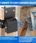Close-up of Beefy Heavy Duty 2x4 Target Stand Brackets For AR500 Targets Hanger installed on wooden sawhorse