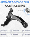 Front lower control arm with ball joint, black steel suspension component