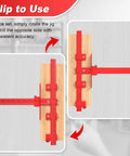 Adjustable Cabinet Hardware Jig For Precise Handle Installation Drill Guide Pro Grade With Automatic Center Punch All Aluminum shown in red on wood board