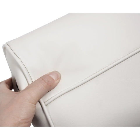 Close-up of white plastic Replacement Seat Backrest For 8WD159 Swingback Cooler Seat 50 Quart Pontoon Boat Fishing Yacht.