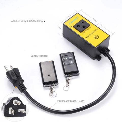 220V Rock Solid Plug And Play Remote Switch With Dead Simple One Touch Control Built In Auto Timer To Shut Down Woodworking Dust Collectors Quick Install Zero Hassle Operation Straight Out The Box with remote and cord.