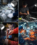 Heavy Duty Magnetic Work Light With Flexible Gooseneck And Adjustable Focus Pumping 1320 Lumens used in automotive and machining tasks.