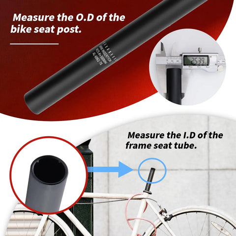 27.2mm By 300mm Matte Black Aluminum Seat Post For Road And Mountain Bikes Lightweight Yet Tough Bicycle Seat Post Replacement 11.81 Inch Length Fits Most Bikes, image with measurement instructions