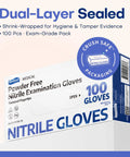Large Powder Free Latex Free Nitrile Exam Gloves Legit Top Grade Comfort And Snap Tight Grip For Clinical Work Or Daily Tasks With Solid Tactile Feedback And No Sweat Easy Removal - 100 gloves packaging
