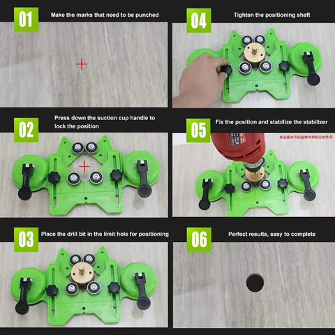 Hilitand Versatile 16 Piece Hole Saw Kit For Drilling Wet Or Dry Holes In Ceramic Tile Glass Marble Granite With Double Suction Cup Guide For Precise Work, green suction cup drill guide on tile