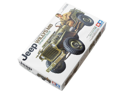 Box of Jeep Willys MB 1/35 Scale 4X4 Military Vehicle Model Kit With Driver Figure And Decals For Five Vehicles, WWII Era Replica