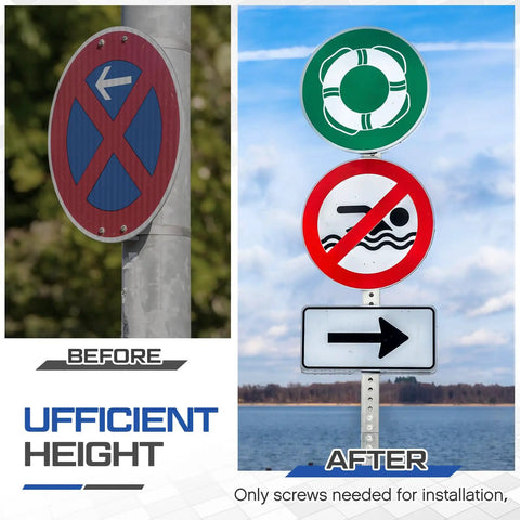 Pro Grade Galvanized Square Sign Posts Built Like A Tank For Any Job Featuring 2 Inch Width And 7 16 Inch Pre Drilled Holes on display with signs.