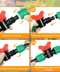 Steps to attach 10 Pack Inline Half Inch Drip Irrigation Ball Valves With Locking Barbed Ends Shut Off Valves Kit for gardens